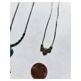 Set of 5 Gemstone Necklaces with Malachite, Turquoise, and Abalone Shell