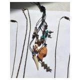 Set of 5 Gemstone Necklaces with Malachite, Turquoise, and Abalone Shell
