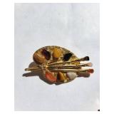 Set of 4 Agate Paint Palette Brooches with Gold Tone Finish
