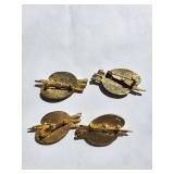 Set of 4 Agate Paint Palette Brooches with Gold Tone Finish