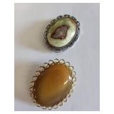 Lot of 8 Agate Brooches and Pendants Assorted Styles