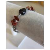 Set of 4 Gemstone Bracelets with Turquoise, Abalone Shell, Onyx, Jasper, and Mother of Pearl