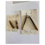 Tiger Eye Jewelry Lot Including Earrings, Bracelets, Pendant, and Key Chains