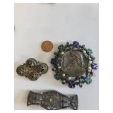 Lot of 8 Vintage Costume Jewelry Brooches with Assorted Stones