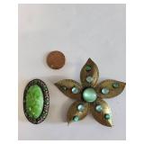 Lot of 8 Vintage Costume Jewelry Brooches with Assorted Stones