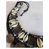 Handmade Thailand Coin Necklace with Shell and Bead Accents