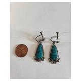 Sterling Dyed Howlite Screw-Back Earrings 8.71 Grams