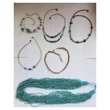 Set of 6 Turquoise Beaded Necklaces