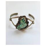 Sterling Silver Turquoise Cuff Bracelet 25.13g Not Marked