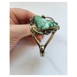 Sterling Silver Turquoise Cuff Bracelet 25.13g Not Marked