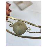 Mexican Silver .800 Cuff Bracelet with Inlaid Floral Design, 11.69g