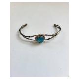 Mexican Silver 1800 Cuff Bracelet with Blue Stone, 5.71 Grams (Not Marked)