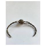 Mexican Silver 1800 Cuff Bracelet with Blue Stone, 5.71 Grams (Not Marked)