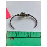 Mexican Silver 1800 Cuff Bracelet with Blue Stone, 5.71 Grams (Not Marked)