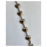 Sterling Silver Heart Bracelet 8 Inch, 10.12 Grams