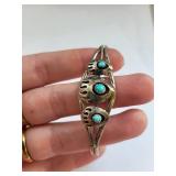 Sterling Silver Turquoise Cuff Bracelet 7.88g Unmarked
