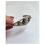 Sterling Silver Turquoise Cuff Bracelet 7.88g Unmarked