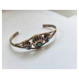 Sterling Silver Turquoise Cuff Bracelet 7.88g Unmarked