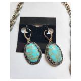 Lot of 5 Faux Turquoise Jewelry Pieces - Necklace, Bracelet, Brooch, Earrings, and Belt