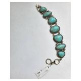 Lot of 5 Faux Turquoise Jewelry Pieces - Necklace, Bracelet, Brooch, Earrings, and Belt