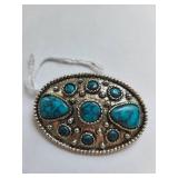 Lot of 5 Faux Turquoise Jewelry Pieces - Necklace, Bracelet, Brooch, Earrings, and Belt