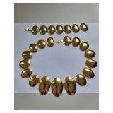Set of 12 Gold Tone Costume Jewelry Pieces - Necklaces, Bracelets, Earrings