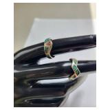 Pair of Mexican Silver .800 Rings with Inlay, Sizes 6 and 5.25, 4.76g