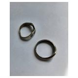 Pair of Mexican Silver .800 Rings with Inlay, Sizes 6 and 5.25, 4.76g