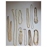 Collection of 9 Faux Pearl Beaded Necklaces