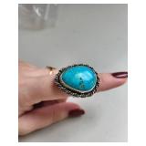 Sterling Silver Turquoise Ring Size 7, 13.73g (Not Marked)