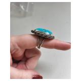 Sterling Silver Turquoise Ring Size 7, 13.73g (Not Marked)