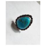 Sterling Silver Turquoise Ring Size 7, 13.73g (Not Marked)