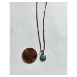 Sterling Silver Turquoise Necklace 16 Inch 3.18g