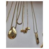 Lot of 10 Gold Tone Costume Jewelry Necklaces