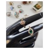 Collection of 13 Vintage Costume Jewelry Rings Assorted Designs