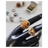 Collection of 13 Vintage Costume Jewelry Rings Assorted Designs