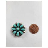 Sterling Silver Zuni Turquoise Brooch Pendant 5.5 Grams