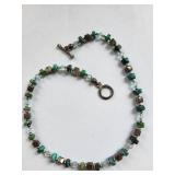 Sterling Silver and Turquoise Beaded Necklace 16.5 Inches 26 Grams