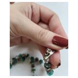 Sterling Silver and Turquoise Beaded Necklace 16.5 Inches 26 Grams