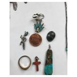 Turquoise Jewelry Lot with Necklaces, Earrings, Ring, and Pendants