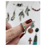 Turquoise Jewelry Lot with Necklaces, Earrings, Ring, and Pendants