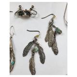 Turquoise Jewelry Lot with Necklaces, Earrings, Ring, and Pendants