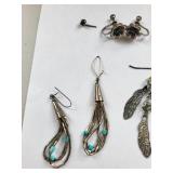 Turquoise Jewelry Lot with Necklaces, Earrings, Ring, and Pendants