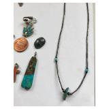Turquoise Jewelry Lot with Necklaces, Earrings, Ring, and Pendants