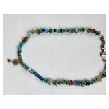 Sterling Silver Turquoise and Gemstone Necklace 17 Inch 25g