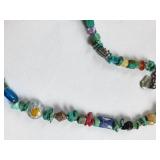Sterling Silver Turquoise and Gemstone Necklace 17 Inch 25g