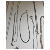 15 Pieces Silver Plated Costume Jewelry Necklaces and Bracelets