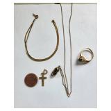 14K Gold Filled Jewelry Set - Necklaces, Ring Size 7.75, Pendant with Tiger