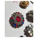 Set of 8 Vintage Costume Jewelry Brooches and Pins