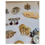 Lot of 18 Vintage and Costume Jewelry Brooches Assorted Designs